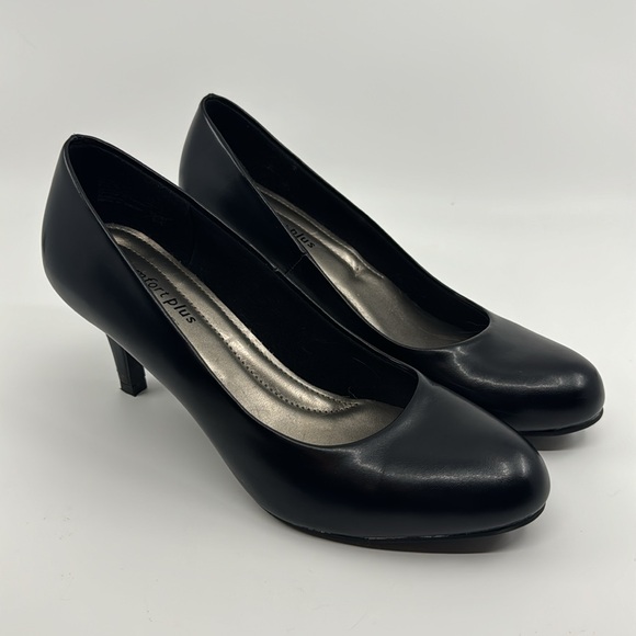 💚 3 for $10 💚 Comfort Plus by Predictions Black Heels Size 6.5 Rounded Toe - Picture 1 of 12